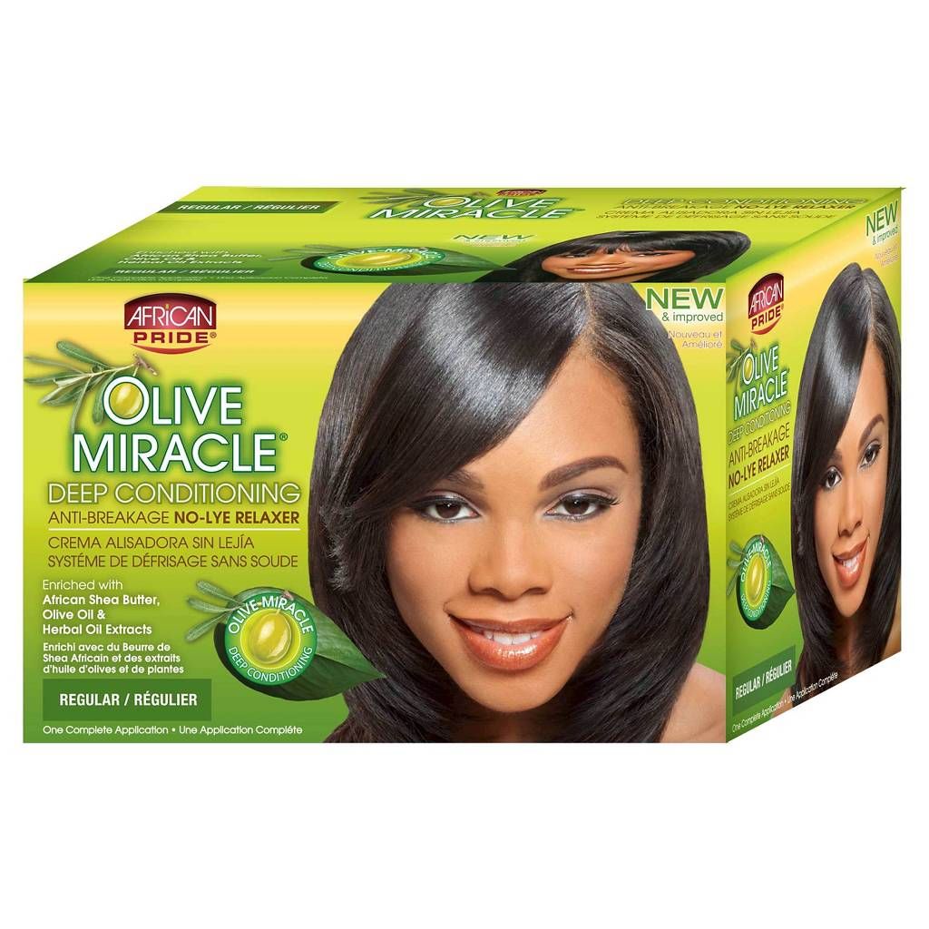 African Pride Olive Miracle Deep Conditioning No-Lye Relaxer, Regular Kit, 1 Ct