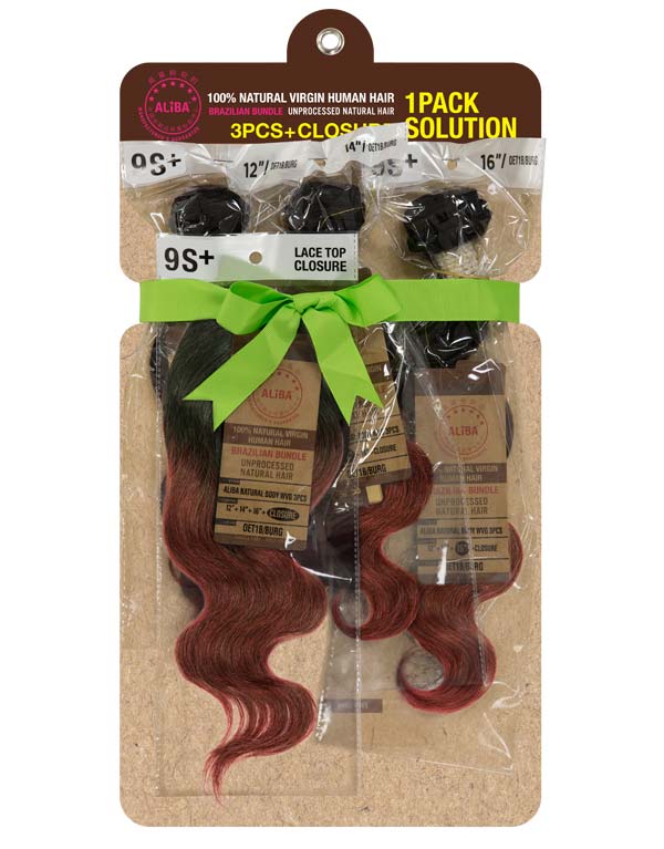 ALIBA 3PCS +CLOSURE -BODY WAVE-NATURAL (18