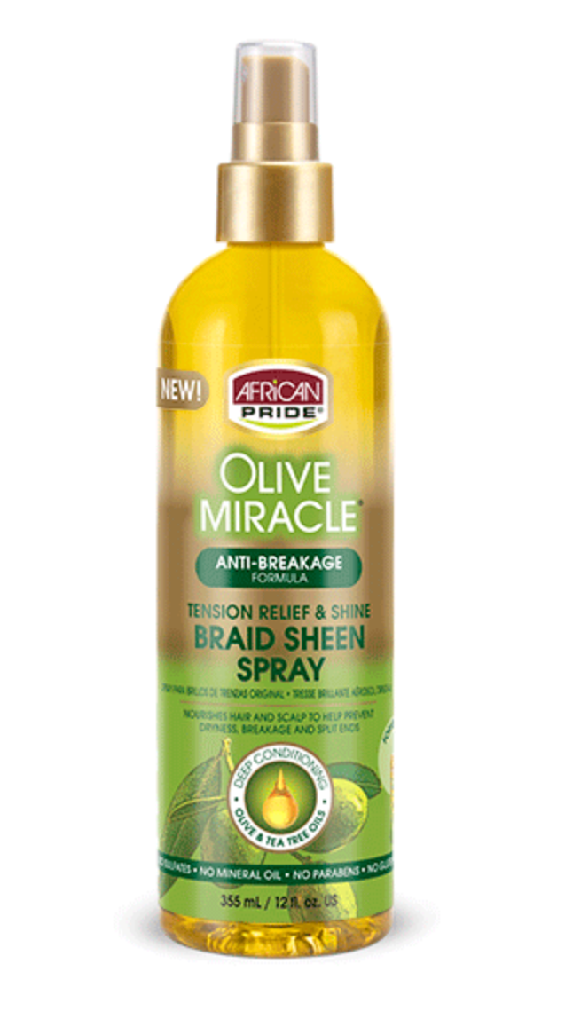 African pride olive miracle anti-breakage braid and sheen spray 12OZ