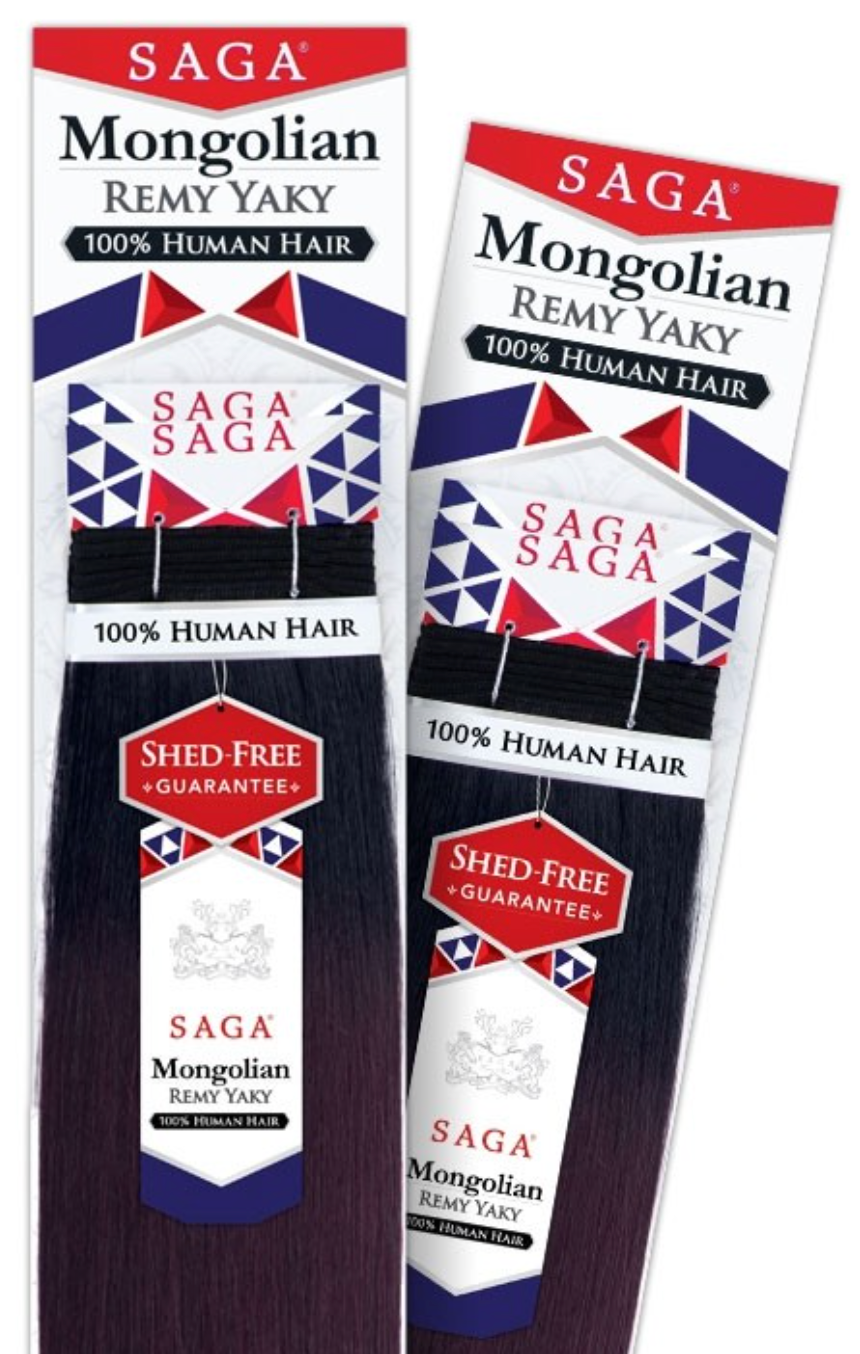 SAGA  HUMAN HAIR  MONGOLIAN YAKY COLOR  10'' COLOR 1