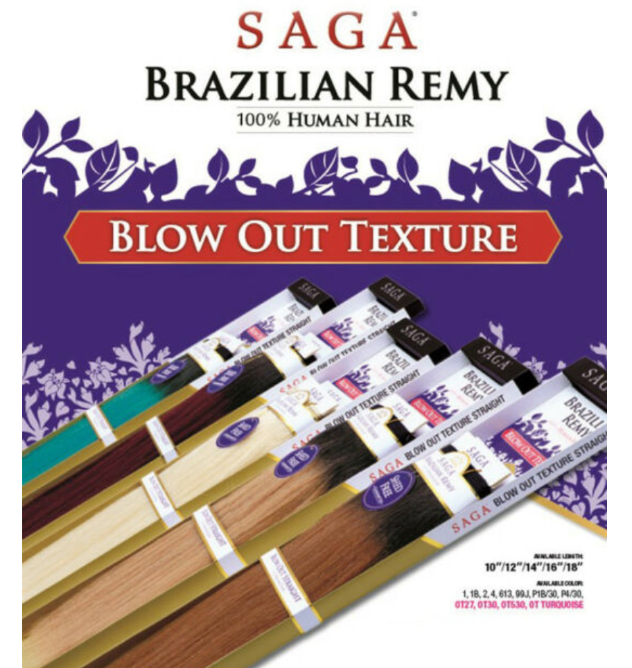 SAGA  BRAZILIAN REMY BLOW OUT 10  COLOR F1B/530