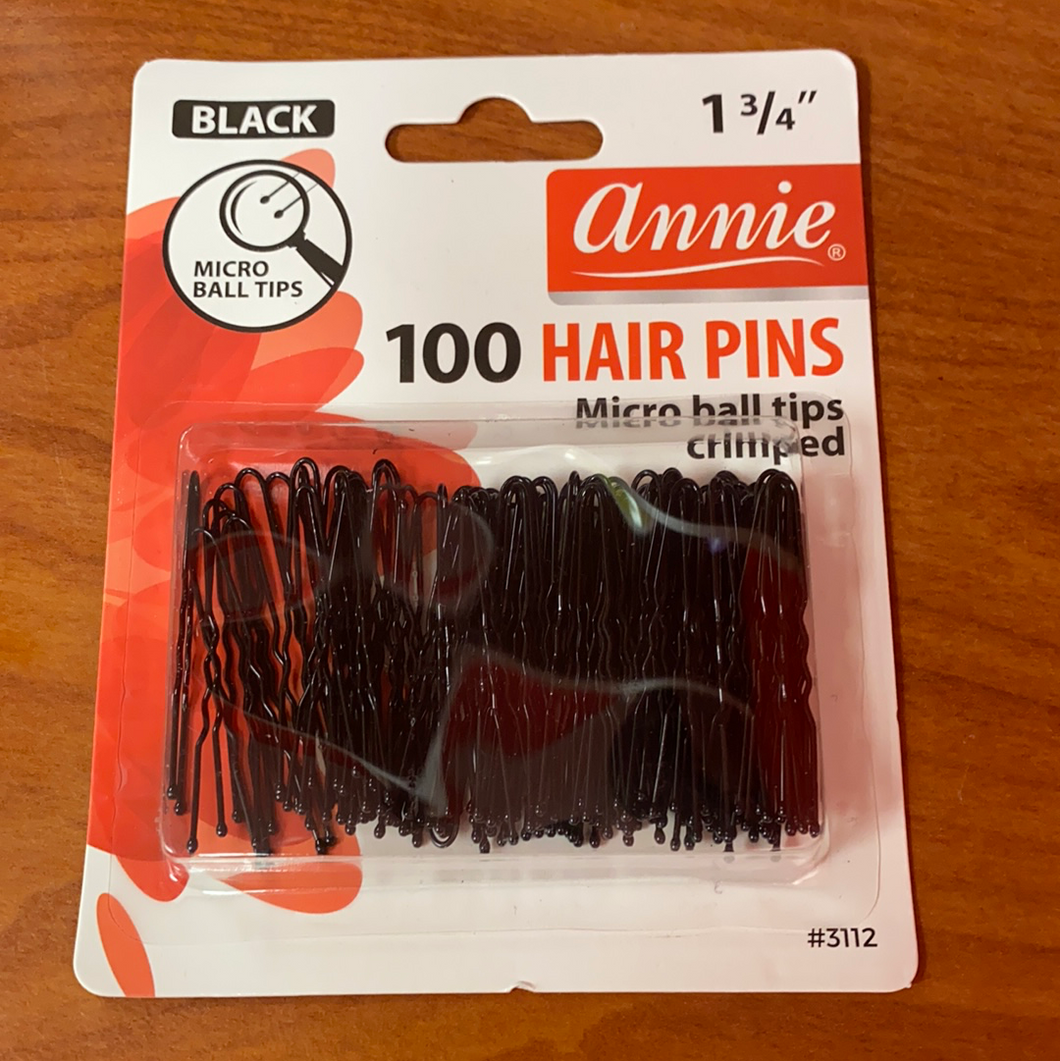 Annie 100 hair pins- 1 3/4 inches black