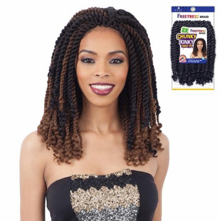 FreeTress 2X Chunky Kinky Twist 10 inches Braids Color 1